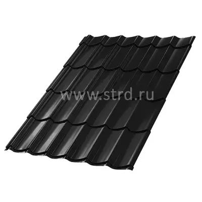 Металлочерепица СМ Классик 0.5мм Rooftop Бархат (Rooftop Matte) Россия RAL 9005 (черный) Stynergy