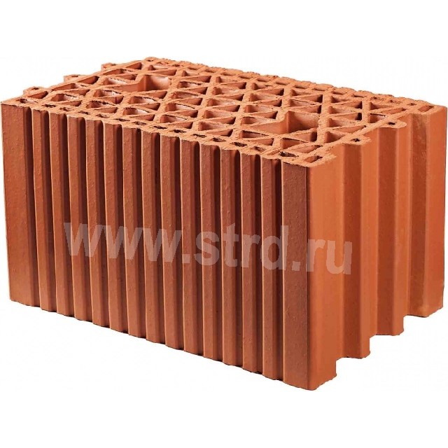 Керамический блок теплая керамика пустотелый 10,7 NF Красный рифленый рабочий размер 250мм 380*250*219мм М150кг/см2 Гжель