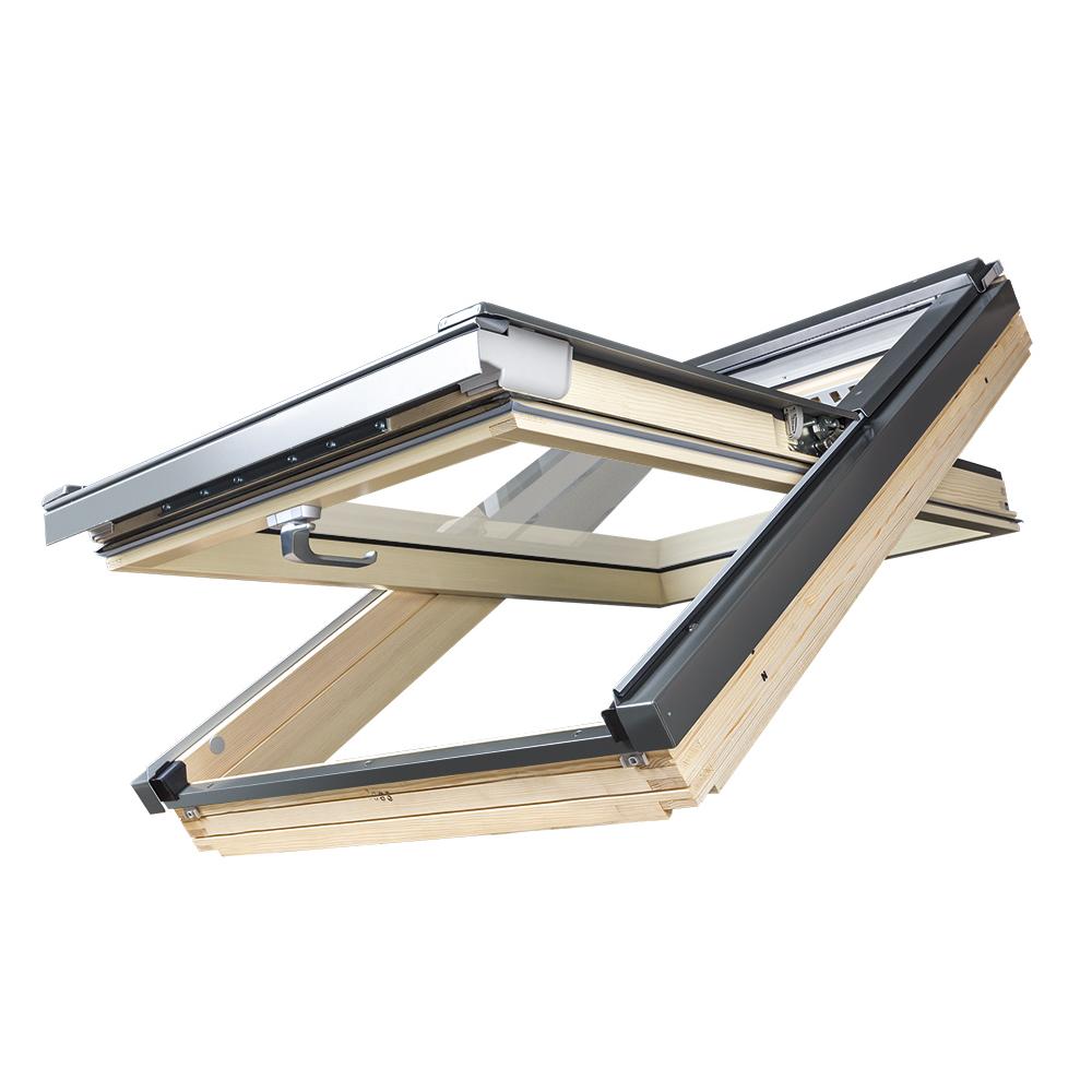Окно мансардное Fakro Profi FTP-V U4 ThermoPro 78*118см дерево, лак ручка снизу двухкамерный Окно мансардное Fakro Profi FTP-V U4 ThermoPro 78*118см дерево, лак ручка снизу двухкамерный
