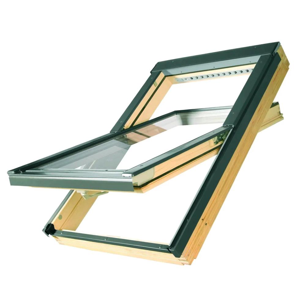 Окно мансардное Fakro Standart FTS-V U4 66*98см дерево, лак ручка снизу двухкамерный Окно мансардное Fakro Standart FTS-V U4 66*98см дерево, лак ручка снизу двухкамерный