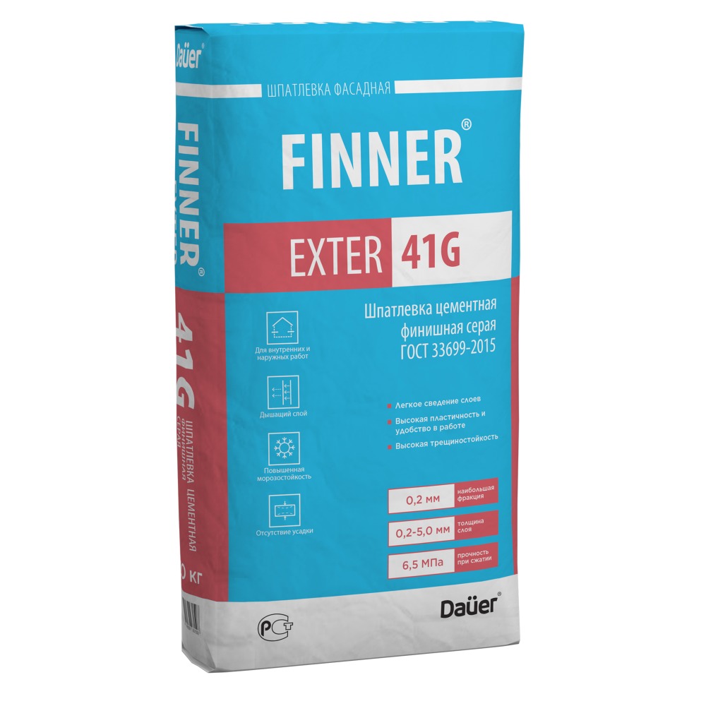 Шпаклевка цементная Dauer FINNER EXTER 41 G серый 20кг