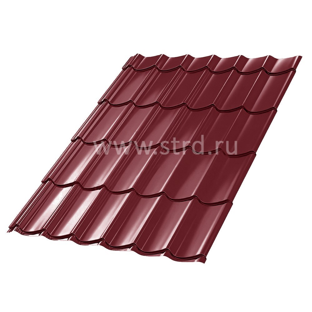Металлочерепица СМ Классик 0.5мм Rooftop Бархат (Rooftop Matte) Россия RAL 3005 (вишневый) Stynergy