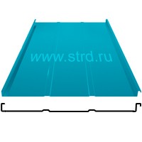 Фальцевая панель фальц двойной стоячий Line 625/550мм Полиэстер 0.45мм RAL 5021 (голубой) Grand Line
